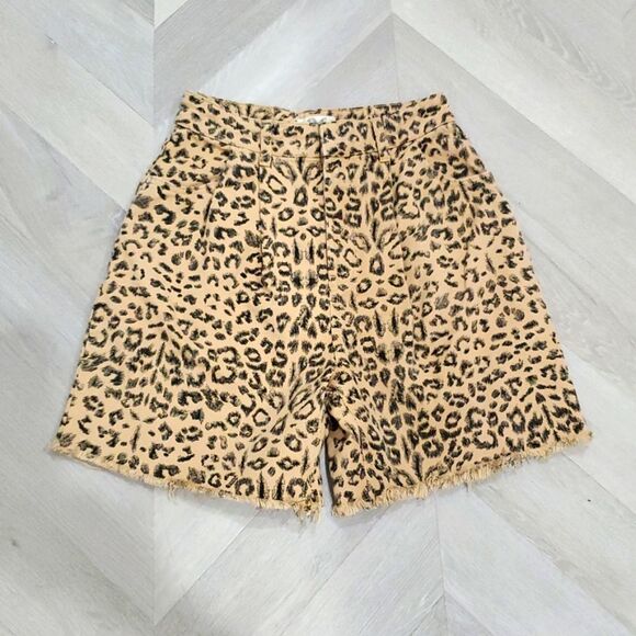 Free people we the free leopard print raw hem high waist short size 26 - Picture 3 of 8